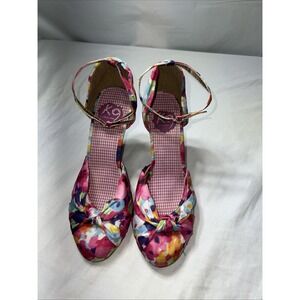 K9 Rocket Dog ODETTA Pink Floral 8M Women's Pump Shoes Slim Heels Ankle Strap